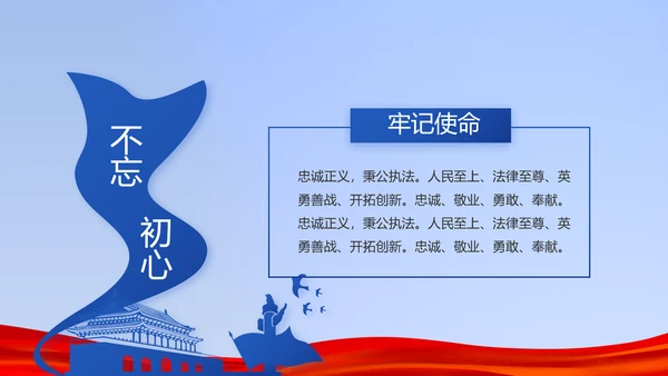 蓝色公安警察年年终总结述职报告PPT