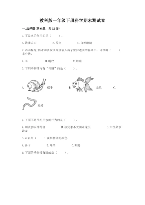 教科版一年级下册科学期末测试卷精品（达标题）.docx