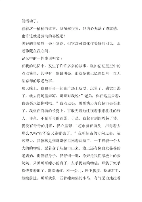 记忆中的一件事说明文作文