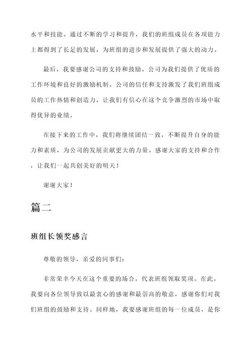 班组长领奖感言