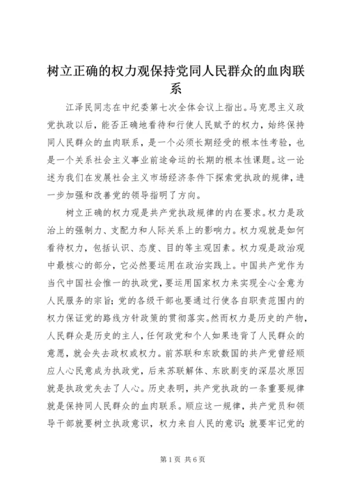 树立正确的权力观保持党同人民群众的血肉联系.docx