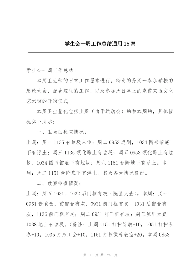 学生会一周工作总结通用15篇.docx