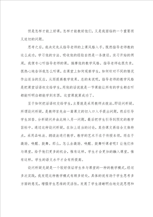 师范生个人实践工作总结