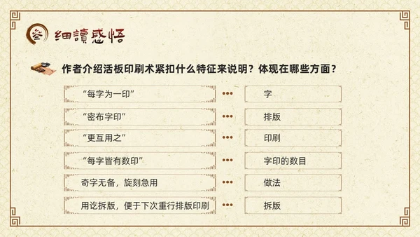棕色古风七年级语文下册活板PPT模板宣传四大发明PPT动态PPT语文课件
