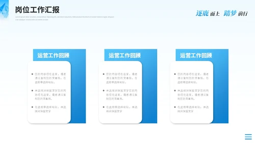 蓝色简约运营述职报告工作汇报工作总结ppt模板