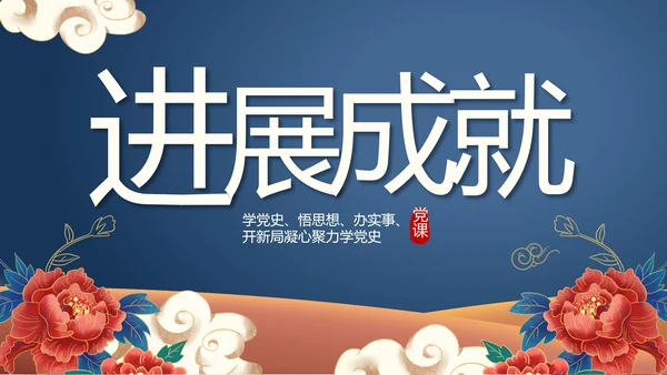 蓝色党建党支部党史学习总结党史历程PPT动态