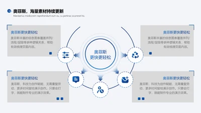 简约风发散汇聚关系4项PPT图文页