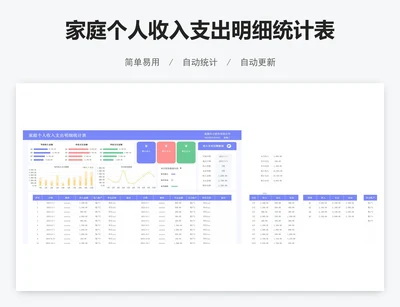 家庭个人收入支出明细统计表