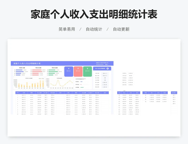 家庭个人收入支出明细统计表