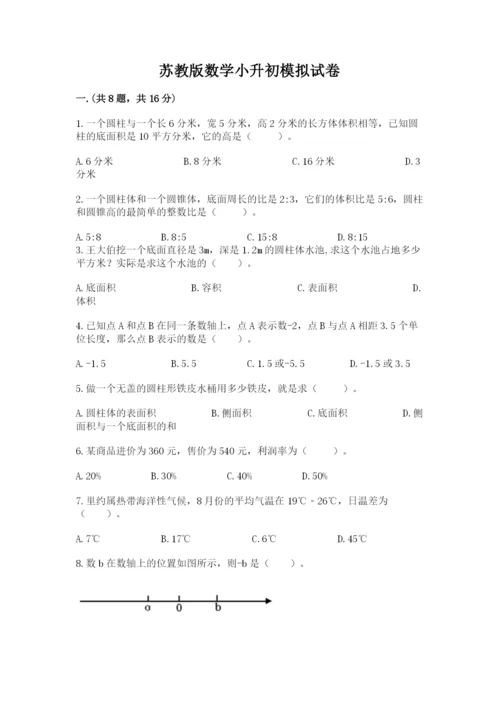 苏教版数学小升初模拟试卷（word）.docx