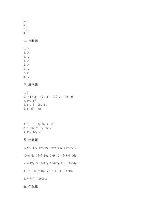 小学一年级上册数学期末测试卷往年题考.docx