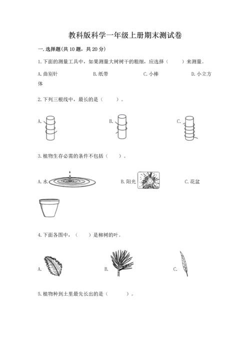 教科版科学一年级上册期末测试卷及参考答案1套.docx