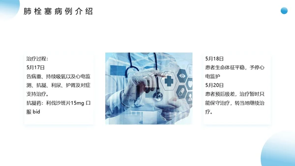 蓝色医疗风肺栓塞疑难病例讨论PPT模板