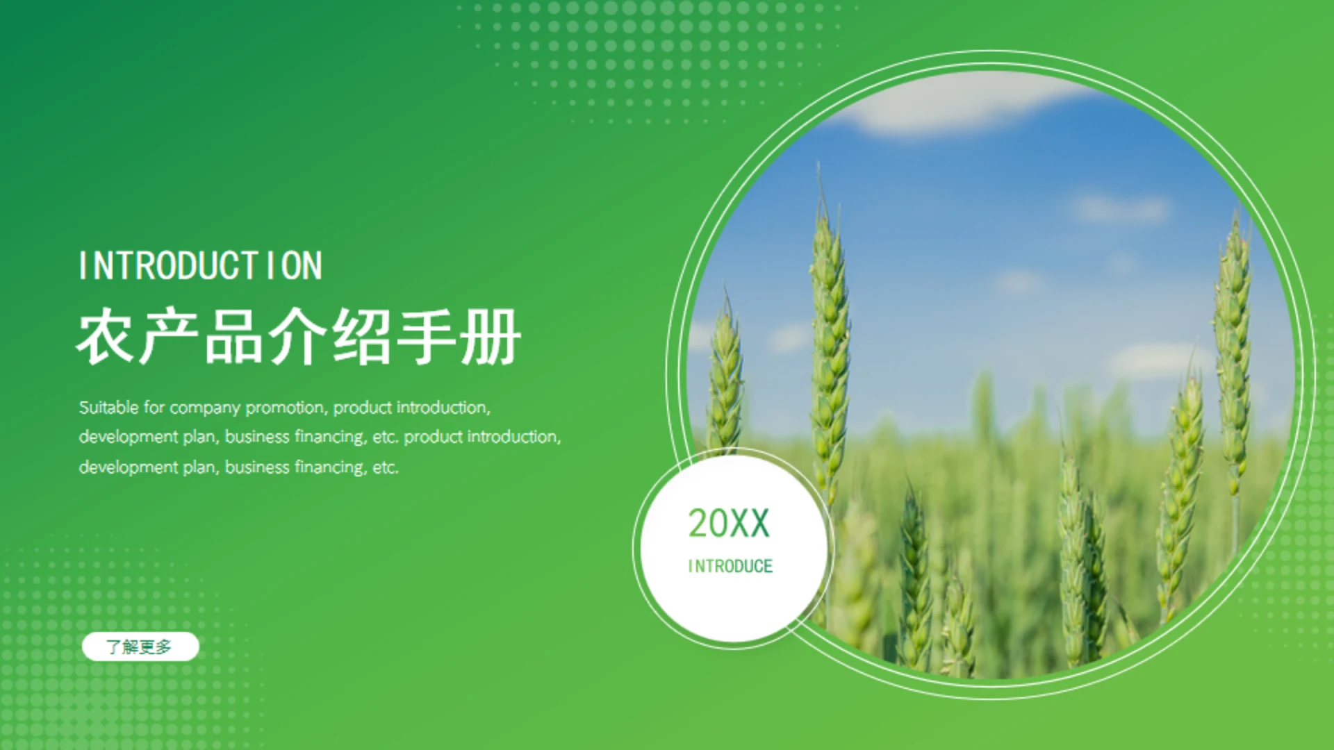 乡村振兴农产品介绍通用PPT模板