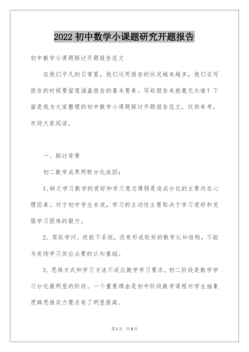 2022初中数学小课题研究开题报告.docx