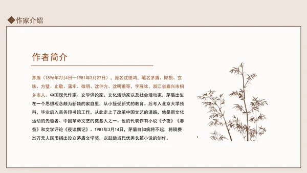 著名作家茅盾先生事迹学习PPT课件