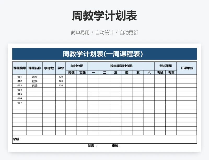 周教学计划表