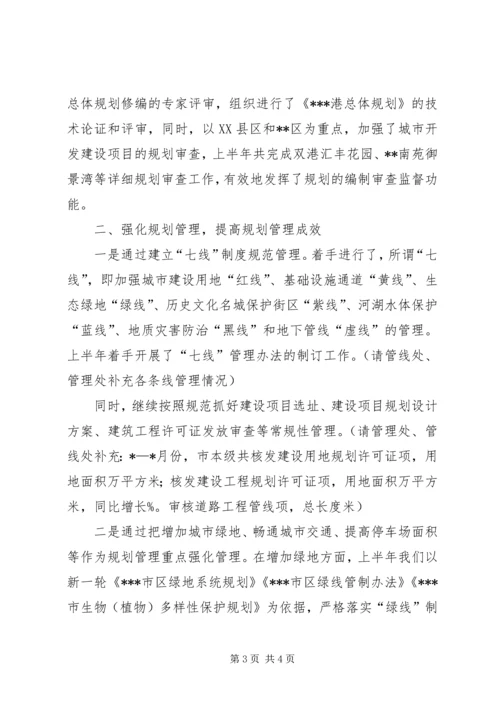 市规划局XX年上半年工作总结.docx