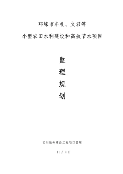 小型农田水利建设和高效节水综合项目监理规划方案.docx