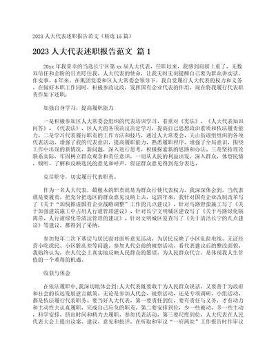 2023人大代表述职报告范文