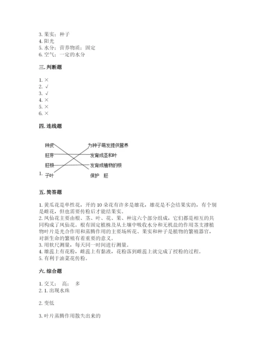 科学四年级下册第一单元《植物的生长变化》测试卷带答案（满分必刷）.docx