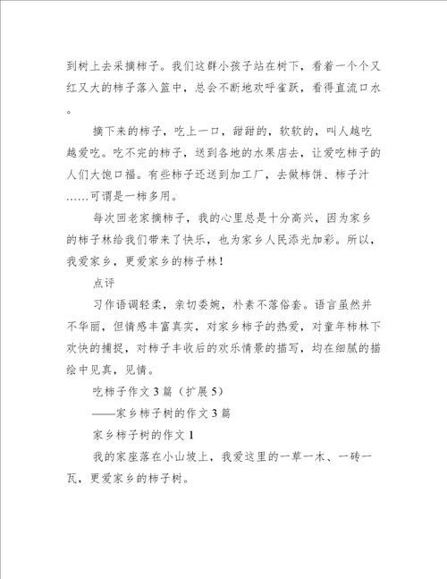 吃柿子作文3篇