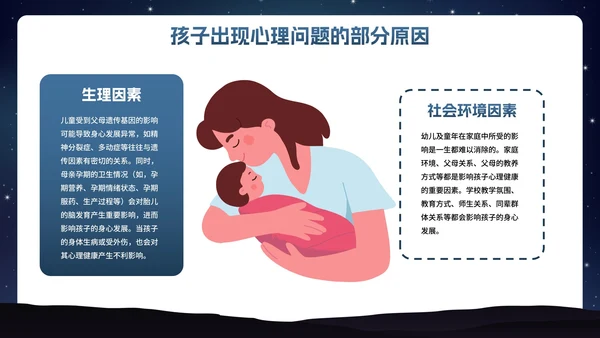 卡通插画星空关爱儿童心理健康主题班会PPT模板