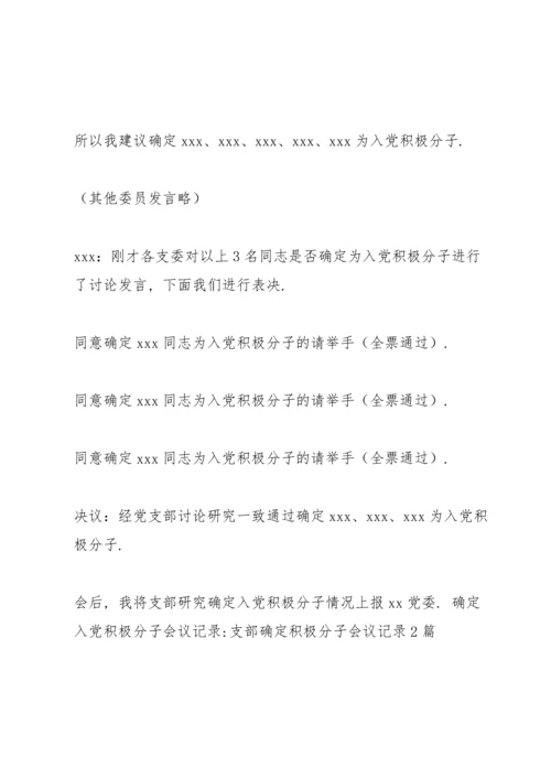 确定入党积极分子会议记录-支部确定积极分子会议记录3篇.docx