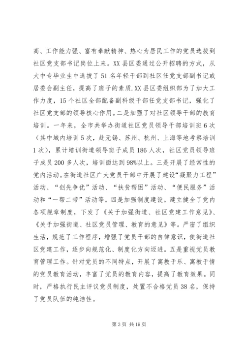 市街道社区党建工作情况、存在问题及建议.docx