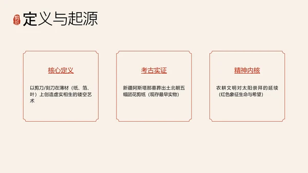 红色国风简约非遗剪纸介绍PPT模板