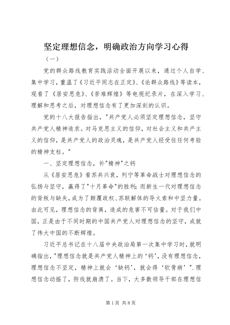 坚定理想信念，明确政治方向学习心得.docx