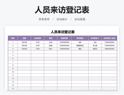 人员来访登记表