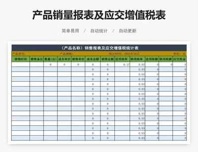 产品销量报表及应交增值税表