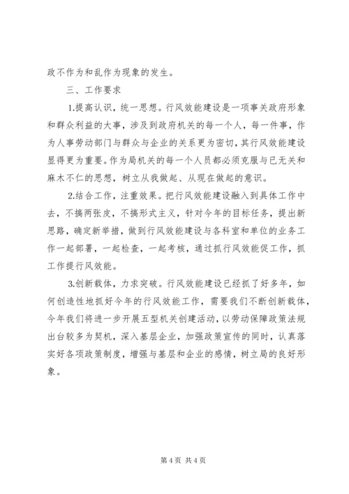 人劳局行风效能建设指导意见.docx