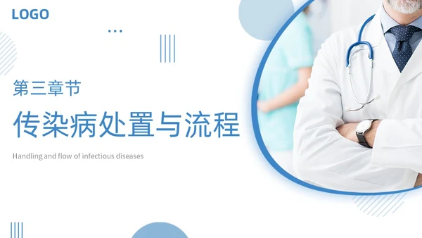 蓝色商务简约传染病的处理规范和上报流程主题PPT模板传染病预防