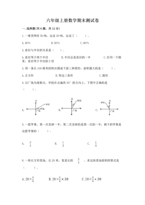 六年级上册数学期末测试卷附完整答案【历年真题】.docx