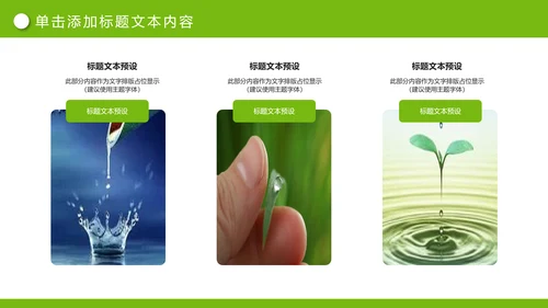 绿色清新节约用水公益宣传活动PPT模板