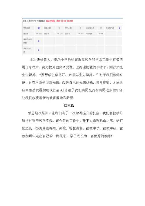 禄丰县土官中学教师信息技术远程培训简报