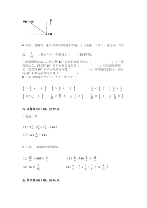 人教版六年级上册数学 期中测试卷及参考答案【夺分金卷】.docx