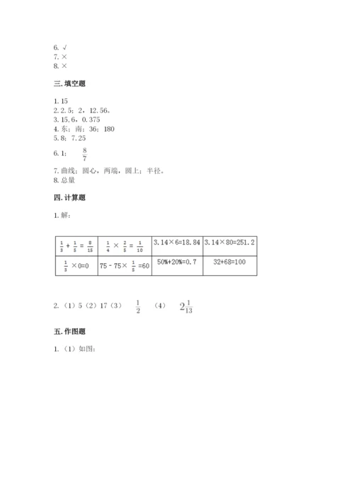 小学六年级上册数学期末测试卷含答案【能力提升】.docx