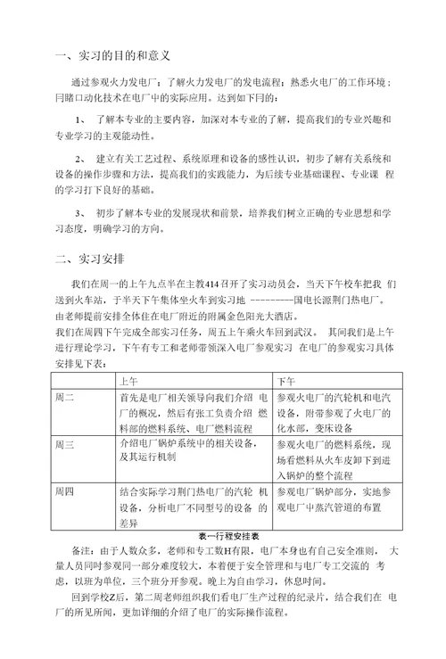 荆门热电厂实习报告