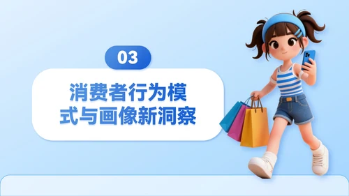 蓝色3D立体风夏季经济消费报告PPT模板