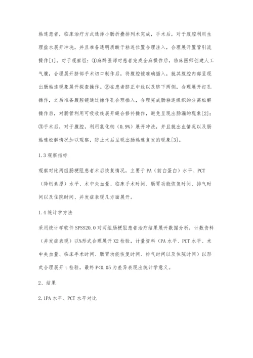 腹腔镜肠粘连松解术对于肠梗阻患者术后恢复情况的影响.docx