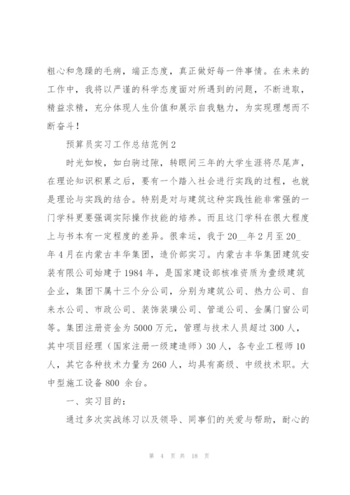 预算员实习工作总结范例合集.docx