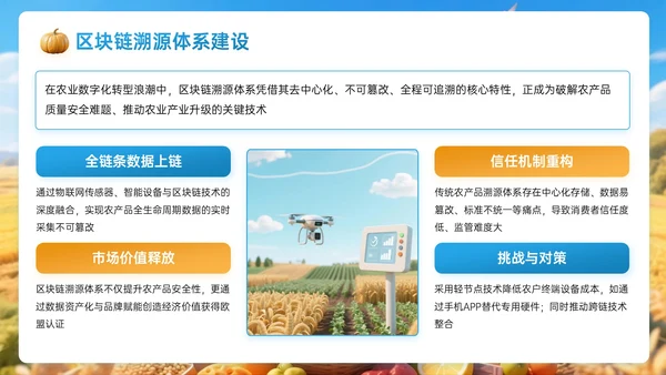 蓝黄色3D绘就助农丰收新画卷PPT模板