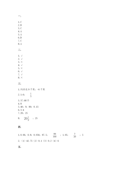 小学六年级数学期末自测题（预热题）.docx