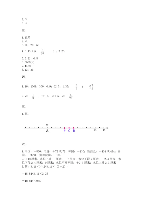 河南省平顶山市六年级下册数学期末考试试卷（巩固）.docx