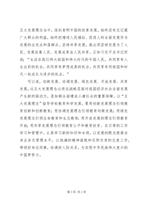 五大发展理念学习心得体会.docx