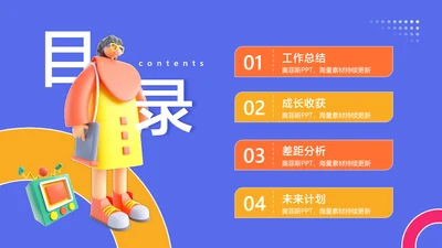 简约风目录介绍4项PPT图文页