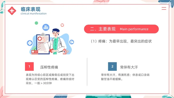 简约插画风急性心肌梗死病人的护理医疗健康护士培训PPT